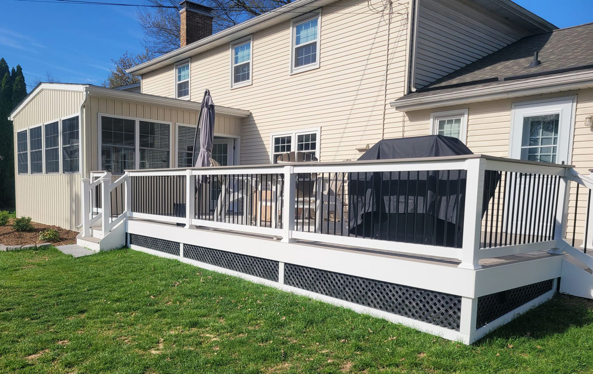 Two story house with new decking