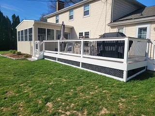 Custom decking on a two-story house